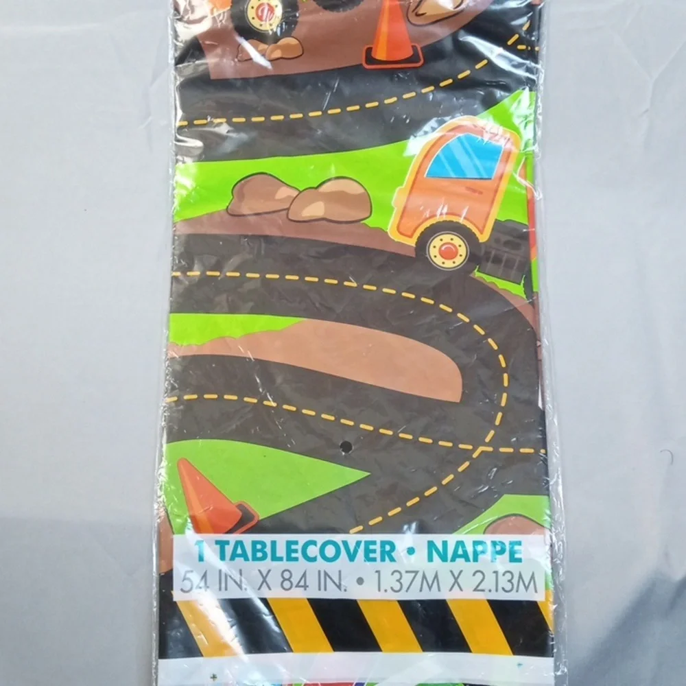 💩🍒 Construction Theme Tablecover Party Set